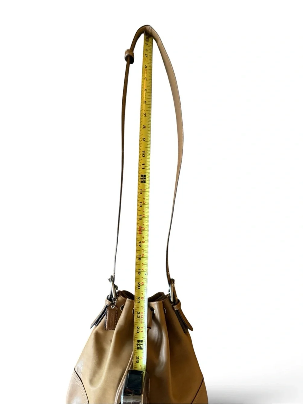 🎀 VINTAGE COACH DRAWSTRING BUCKET BAG | TAN LEATHER | AUTHENTIC 2004